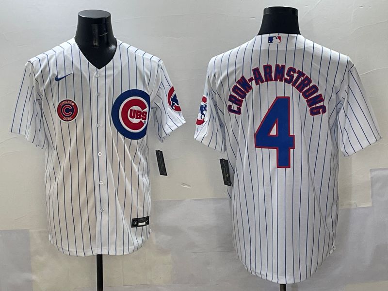 Men Chicago Cubs #4 Crow-Armstrong White Stripe Game 2025 Nike MLB Jersey style 7